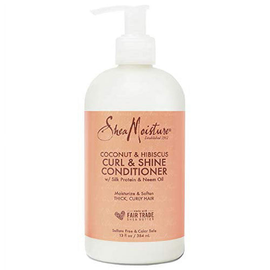 SheaMoisture Curl Shine Silicone Free Conditioner for Curly Hair Coconut Hibiscus Moisturize & Define 13oz